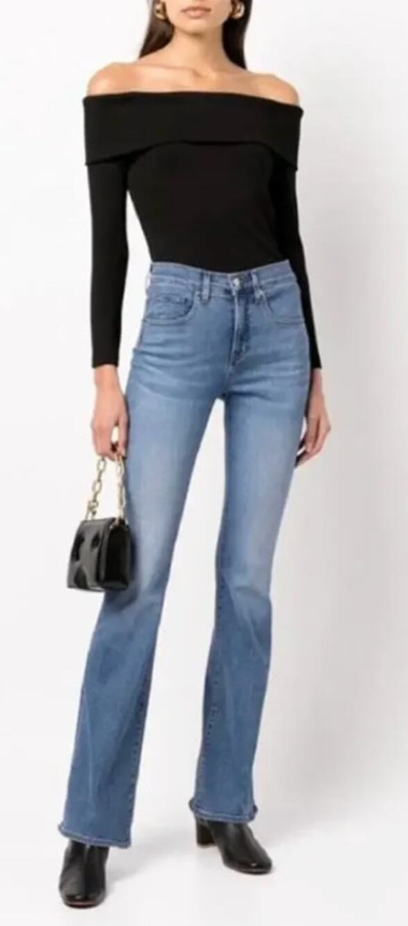 Veronica Beard Jean Fawsett Off Shoulder Black Pima Cotton Top NWT S